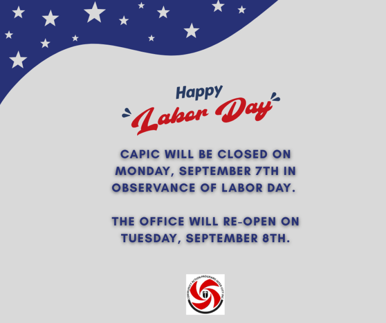 CAPIC Office will be closed Monday, September 7th